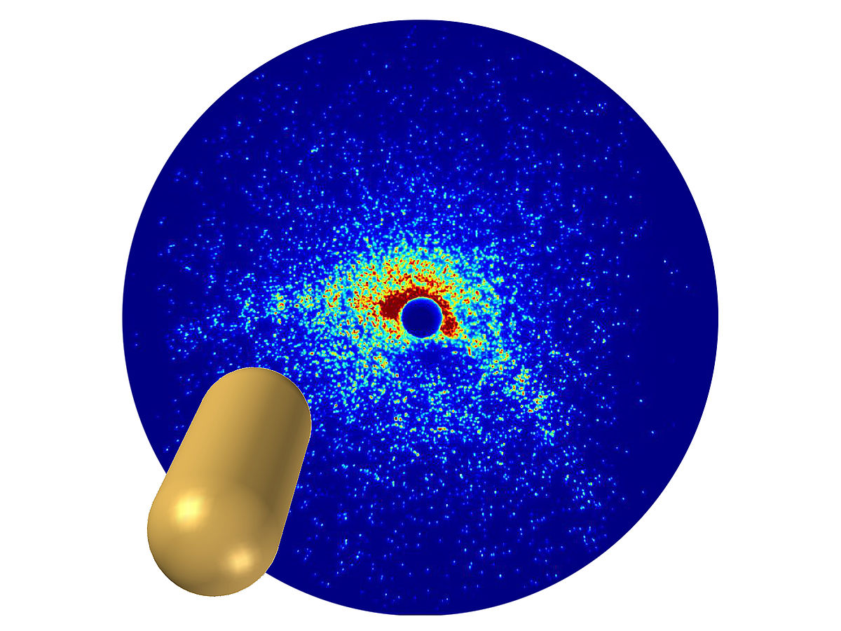 First imaging of free nanoparticles in laboratory experiment using a high-intensity laser source
